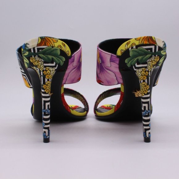 Versace Floral Baroque Heels Pumps Printed Silk Size 39 EU / 9 US - Picture 4 of 12